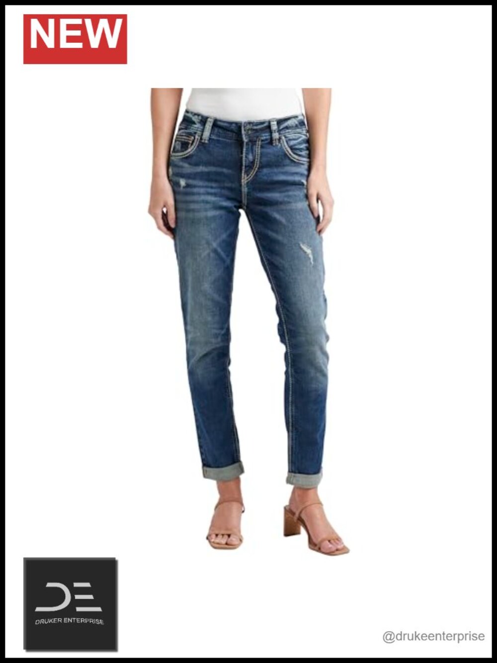 Womens Distressed Mid Rise Skinny Jeans 98% Cotton 2% Elastane Stretchable